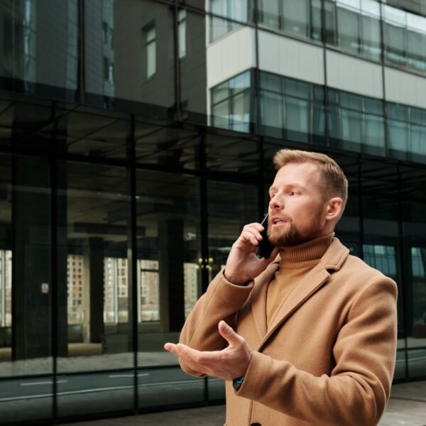 Service business professional taking a phone call