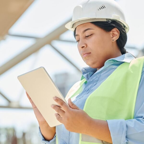 Service business professional preparing an estimate on a digital tablet